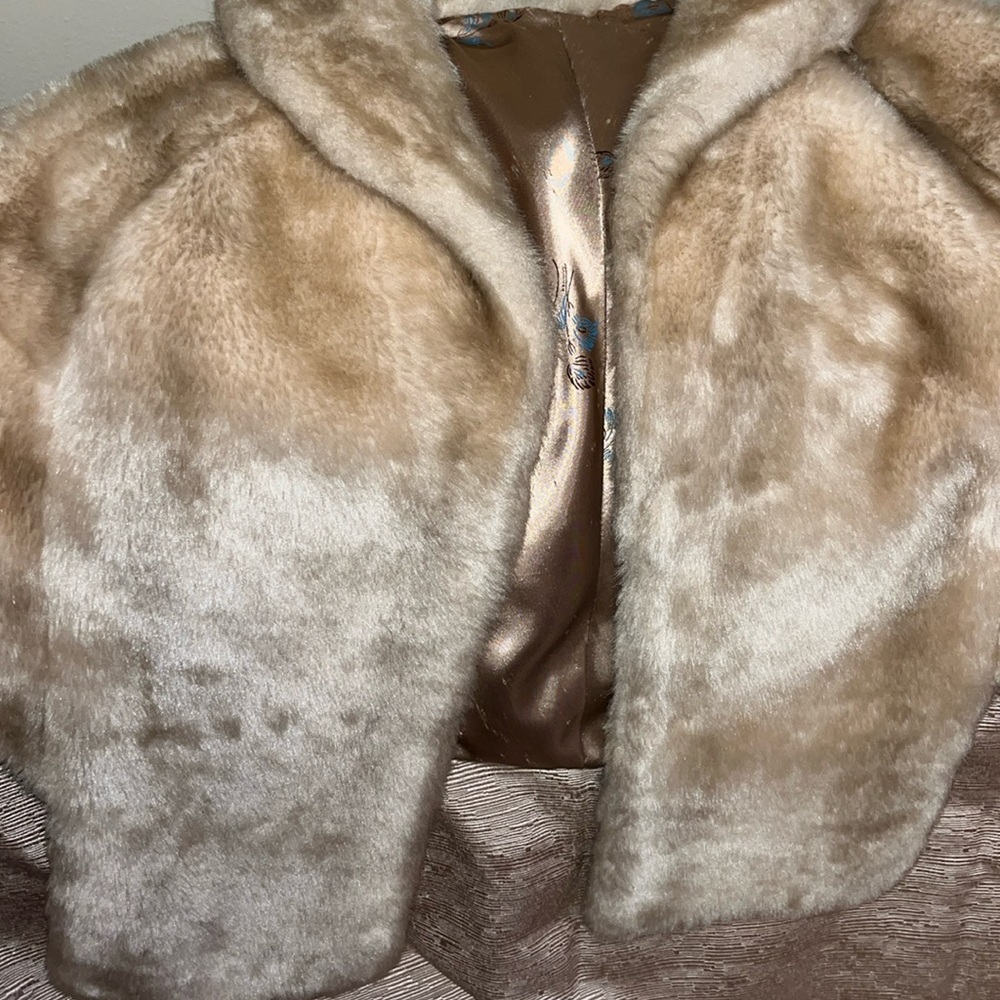 Tan Mink Stole over the shoulder wrap
